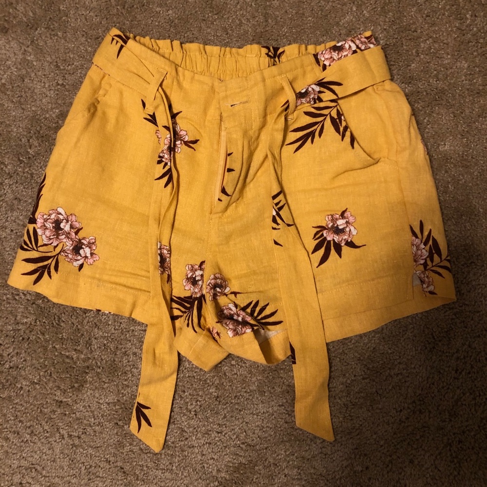 Yellow floral shorts